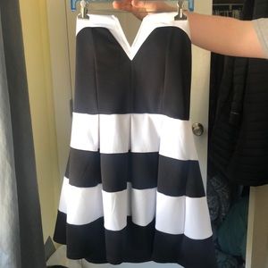 Black and White Striped Skater Dress